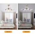 thumbnail image 3 of 4 Retractable Blades Chandelier Fan With Remote Control, Modern 42Inch 3 speed LED Ceiling fan With LED Light, Silver, Acrylic Lampshade, 3 of 7