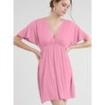 thumbnail image 2 of Made by Johnny Women's Airy Short Sleeve Kimono Style Deep V Neck Dress Top S-3XL Plus Size XXL PINK, 2 of 6
