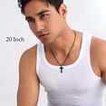 thumbnail image 2 of 18K Gold Filled Cross Necklace for Men Stainless Steel Figaro Chain Silver Black Cross Pendant Necklace for Men Women 18"- 20", 2 of 7