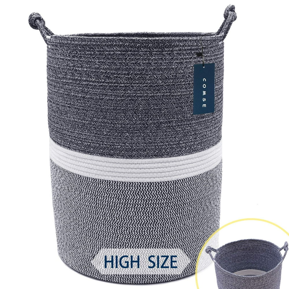 COMSE Extra Large Blanket Basket, High Storage Basket, Tall Rope