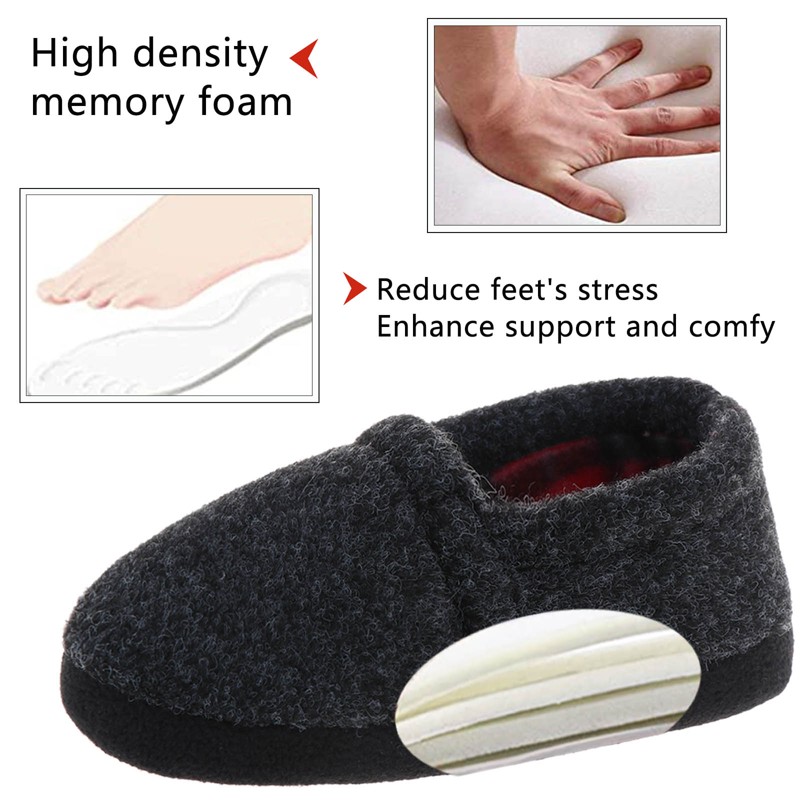 HOMEHOT Kids' Fuzzy House Slippers Black photo 5