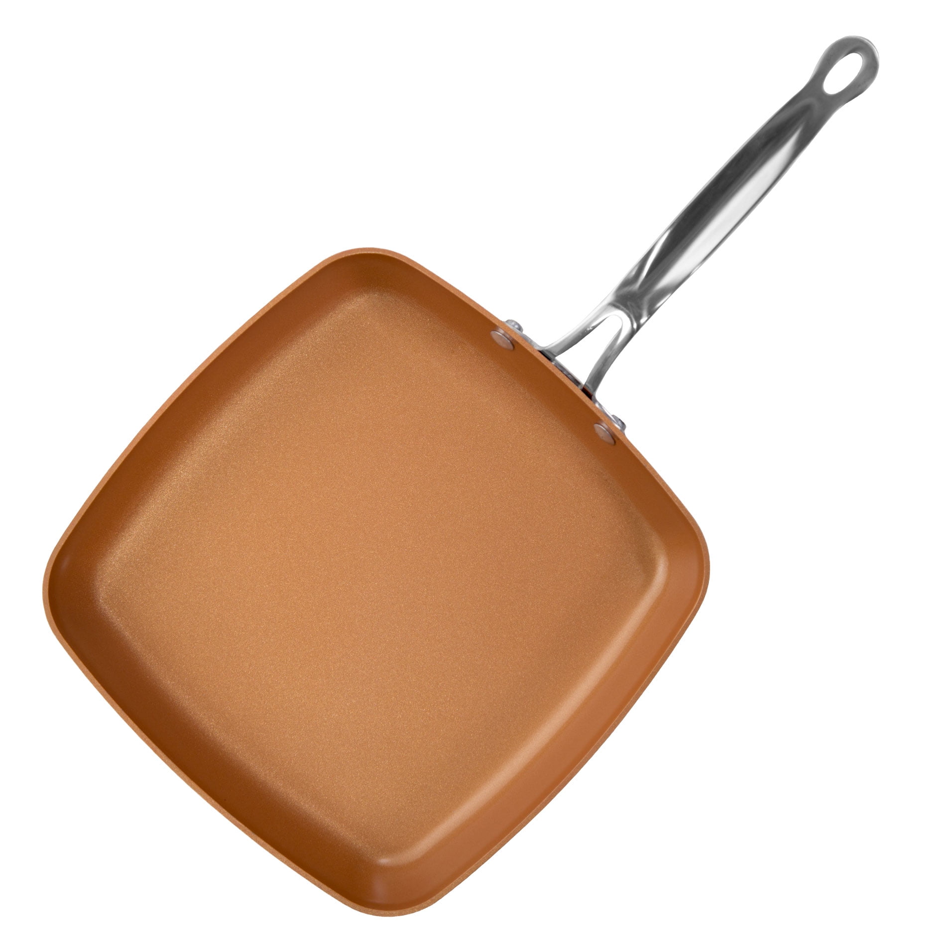  BulbHead Red Copper Square Pan 5 Piece Set by BulbHead, 10-Inch  Pan, Glass Lid, Fry Basket, & More: Home & Kitchen