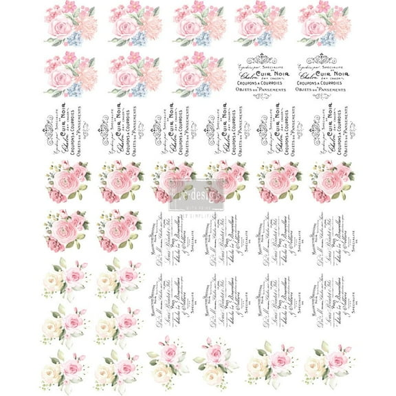 Redesign Knob Transfer - Sweet Spring - 5 designs, sheet size 10.5x8.5, color / rub-ons (COO - Taiwan)