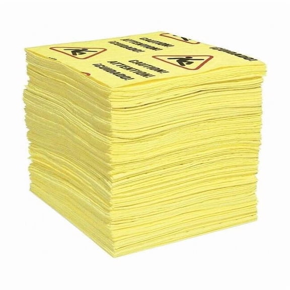 Sorbent Pad, 29 gal, 15 in x 19 in, Universal, Yellow, 100 PK