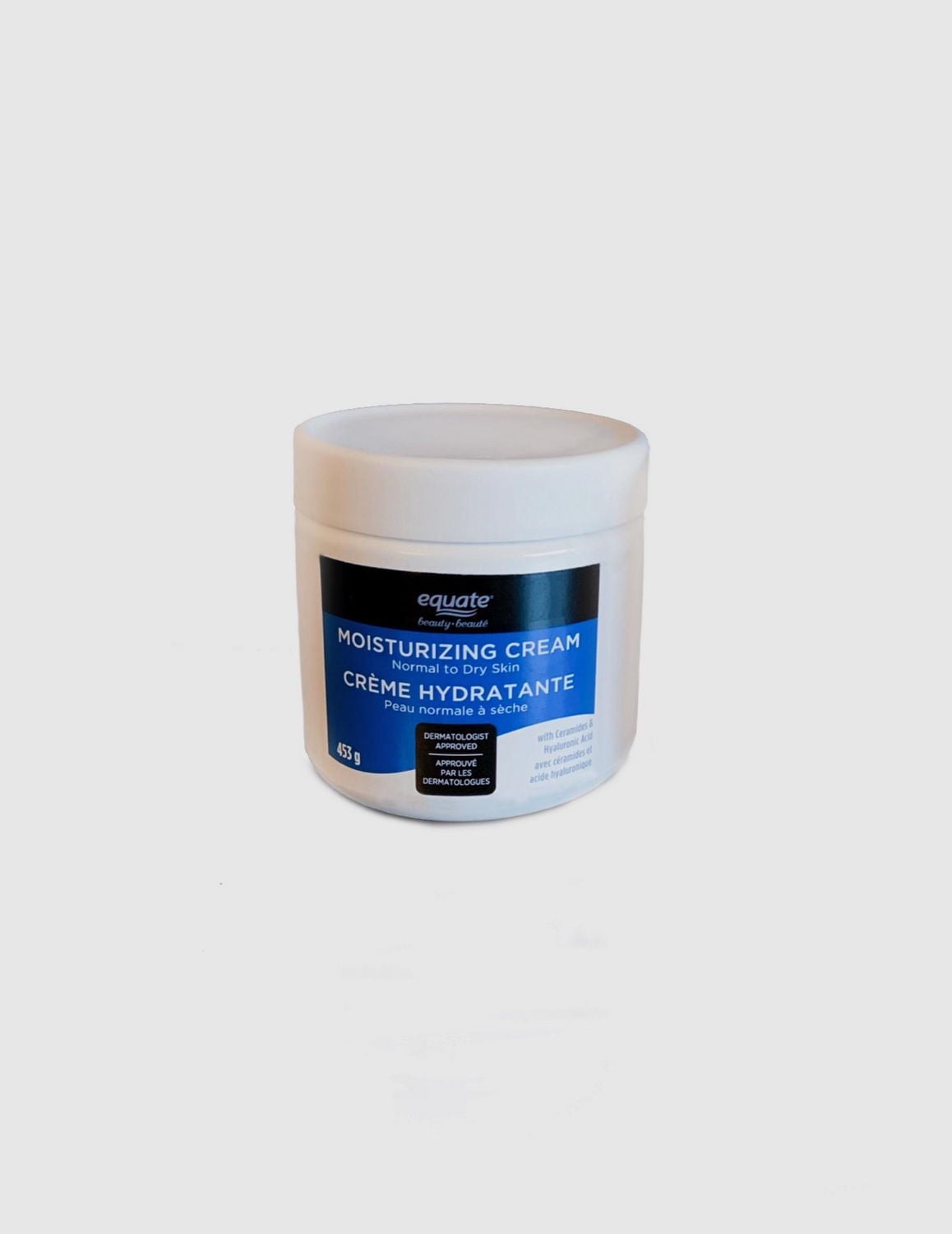 Equate Crème Hydratante avec céramides et acide hyaluronic Equate crème hydratante pour peau normale à sèche.