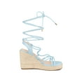 thumbnail image 3 of BLISSFUL STEP Women's Lace Up Platform Heel Espadrilles Wedge Sandals Sky Blue 10, 3 of 7