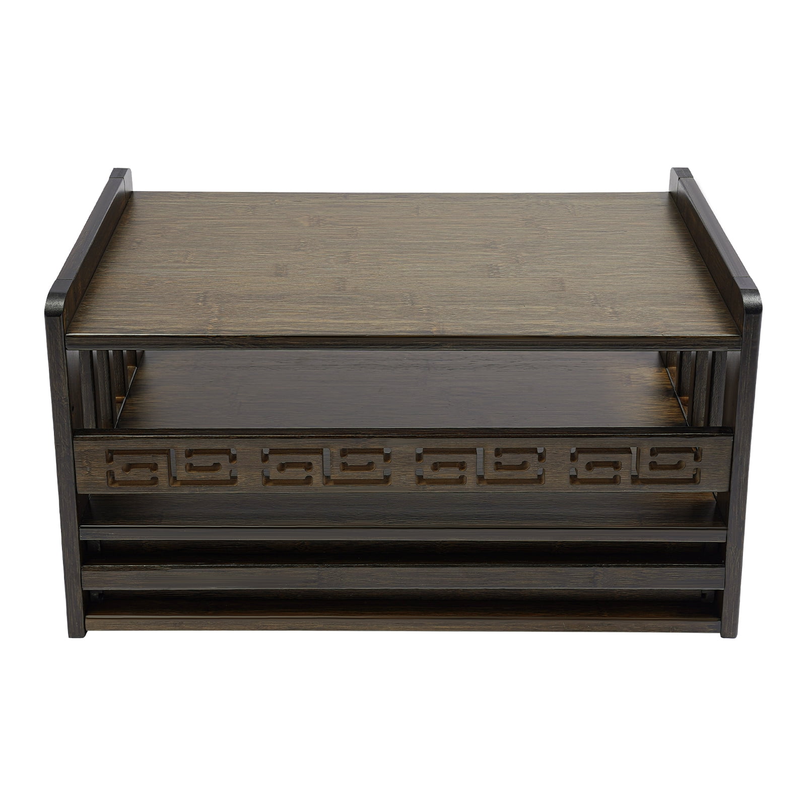 Table with Drawer, Floor Table for Prayers, Table Desktop Organizer Tatami Desk for Prayers Divination or Displaying Jars Plants Books (Walnut Color)