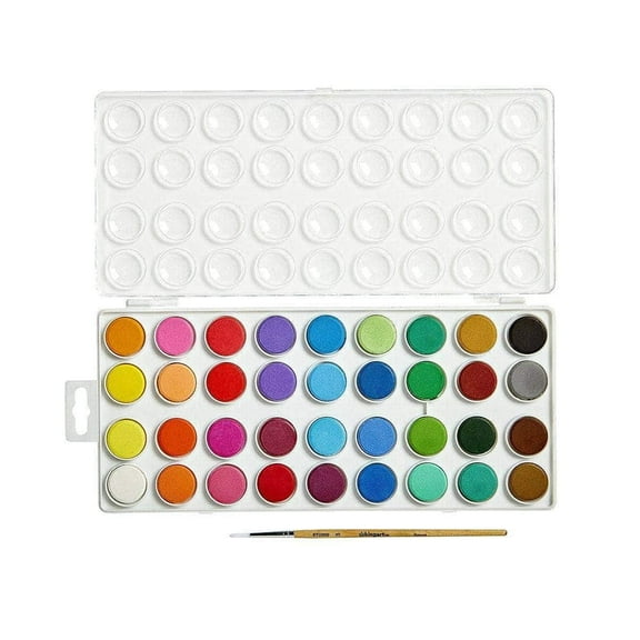 Kingart, Watercolor Pan Set, 36 Unique Colors & Paint Brush, All Ages