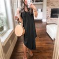 thumbnail image 4 of Eashery Brown Dress Women's Sweetheart Neckline Dress Smocked Sundress Puff Short Sleeve Drawstring Dresses Black M, 4 of 5