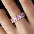 thumbnail image 5 of Pink Sapphire Full Eternity Band, Octagon Sapphire & Diamond Triple Layer Eternity Ring, 925 Sterling Silver Thick Band, Wedding Band, 5 of 5