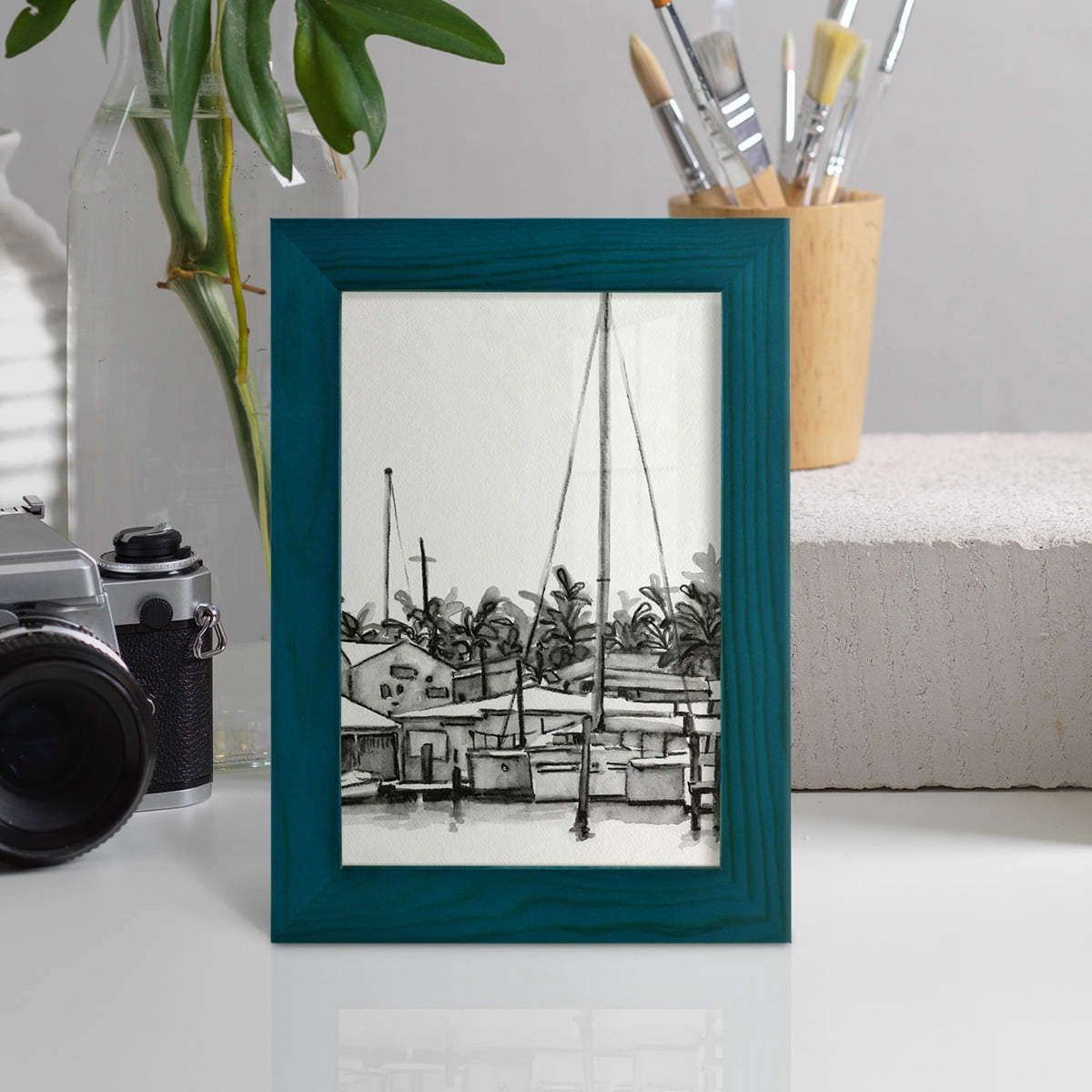 Neutral Tropics III - Framed Print w/glass - Ocean Blue