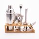 thumbnail image 1 of Juego de 10 piezas para cócteles con base de madera y accesorios de acero inoxidable, ideal para bares y mixólogos profesionales., 1 of 6
