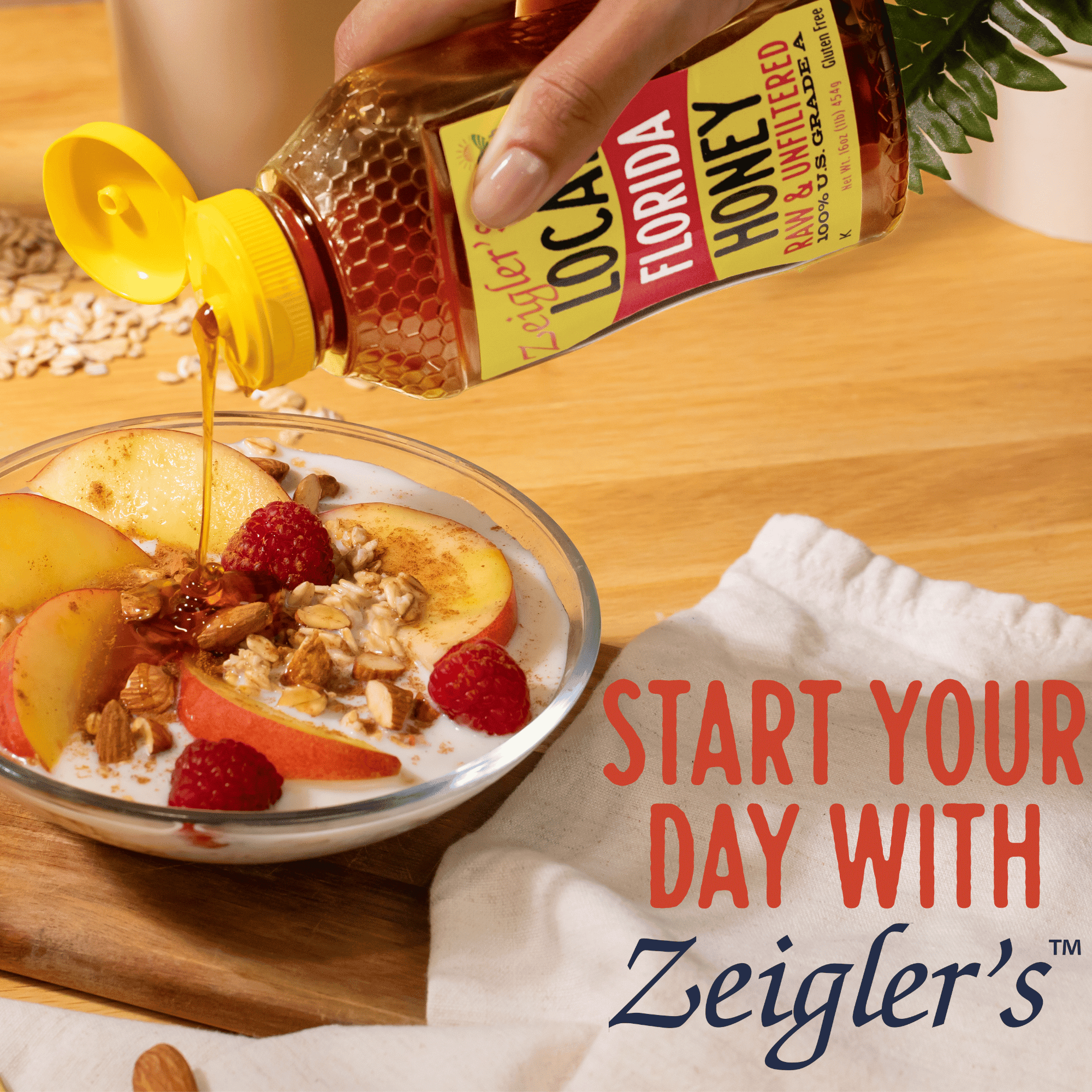 Zeigler's Florida Honey 16oz Local, Raw, Unfiltered, Squeeze Bottle