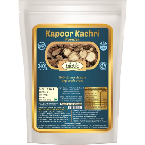 Biotic Kapoor Kachri Powder (Hedychium Spicatum) Kapur Kachri/Ekangi