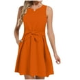 thumbnail image 1 of AherBiu Robe pour Femmes 2024 Élégante Tendance Sans Manches Débardeur Robe Midi Fluide Froncée Longueur Genou Robe d'Été, 1 of 6