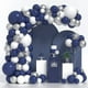 thumbnail image 1 of Kit de arco de globos plateados azul marino, 132 piezas, guirnalda de globos azul marino con confeti plateado blanco, globos de látex de diferentes tamaños para graduación, baby sho, 1 of 4