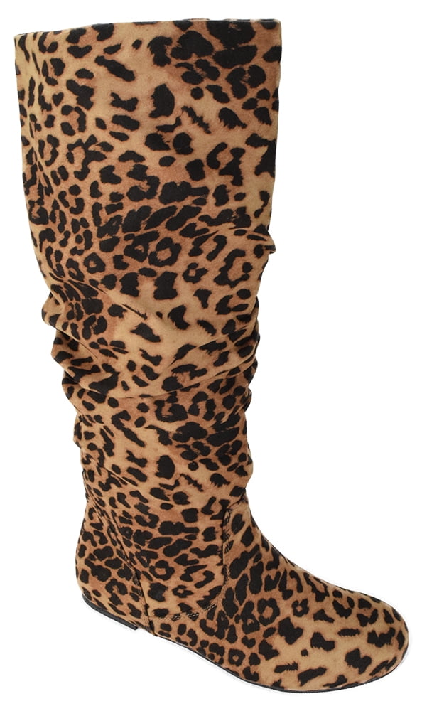 leopard print boots knee high