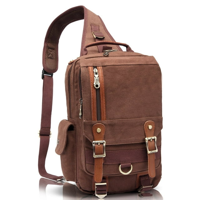 KAUKKO Canvas Messenger Bag Cross Body Shoulder Sling Backpack Travel Senderismo Chest Bag