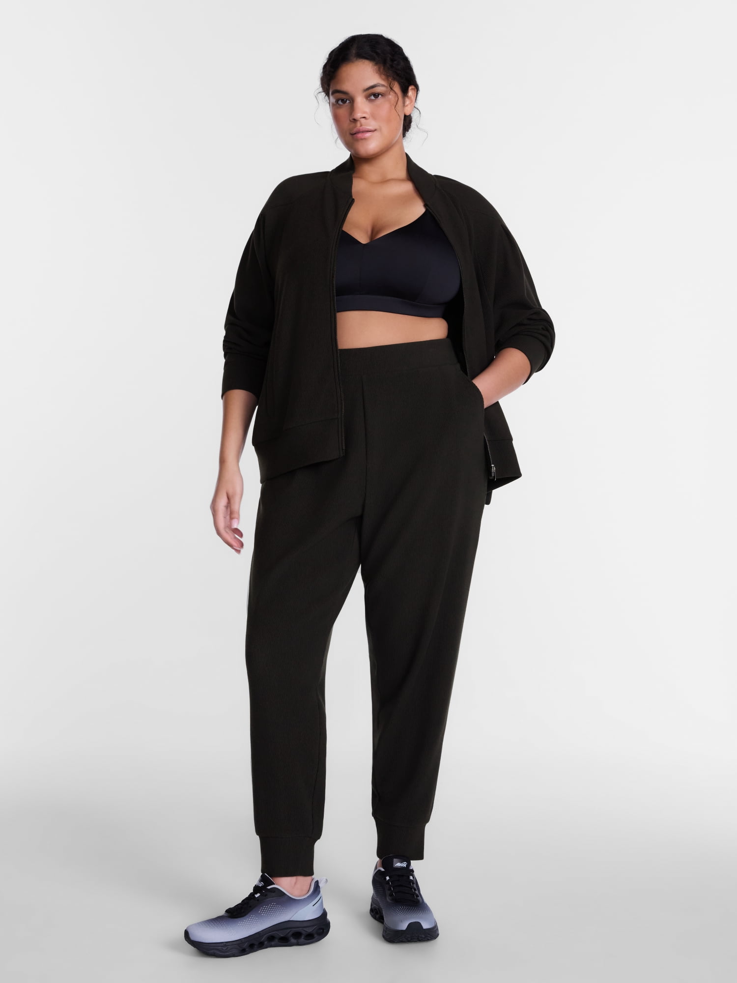 Avia Women's and Women's Plus Ribbed Ottoman Joggers, Sizes XS-4X