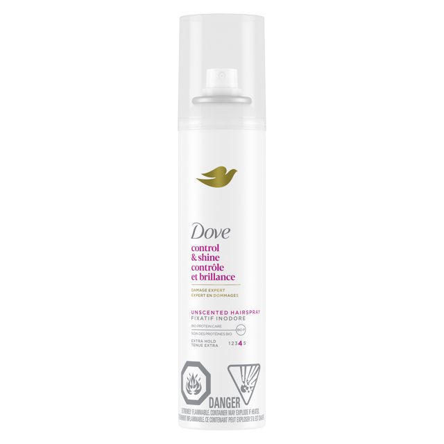 Dove Styling Hairspray for Long-Lasting, Hold & Shine, Extra Hold Unscented Provides 24H Natural Hold & Shine 198g