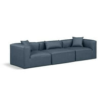 Meridian Furniture Cube Navy Blue Vegan Leather 3-Pc. Modular Sofa