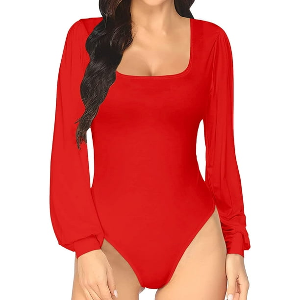 Body rojo manga larga mujer hotsell