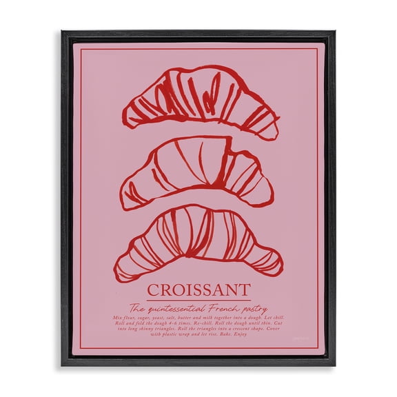 Stupell Industries Croissant Breakfast Pastry Black Framed Floater Canvas Wall Art, design by Jenaya Jackson
