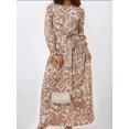 thumbnail image 5 of Printed Crew Neck Maxi Dress with Belt, 5 of 7