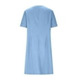 thumbnail image 6 of yoeyez Nurses Scrub Dress Uniforms Women's Solid Color Splicing Knee Length Dresses with Pocket Casual Short Sleeve V-Neck Holiday Workwear Light Blue,L, 6 of 7