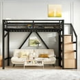 thumbnail image 2 of Bellemave Full Size Loft Bed with Stairs and Wardrobe, Metal Gaming Loft Bed Frame with Charging Station & LED Light, Heavy-Duty Loft Beds with Beside Shelf for Teens Adults(Natural), 2 of 7