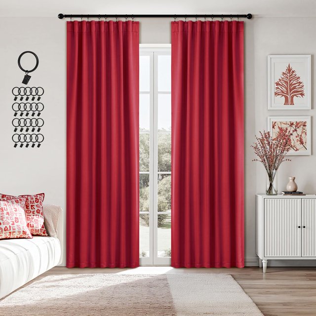 Cortinas térmicas ANRODUO, opacas, color rojo, 107 x 213 cm, 2 paneles