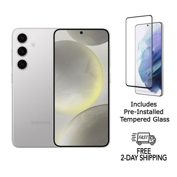 Restored Samsung Galaxy S24 5G S921U (Fully Unlocked) 128GB Marble Gray w/ Pre-Installed Tempered Glass (Refurbished)