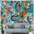 thumbnail image 4 of Tapestry Wall Hanging Print Orange Paisley Watercolour Watercolor Floral Pattern Whimsical Rapport Batik Tile Flowers Tapestry Blanket Wall Bedroom Decor, 4 of 6