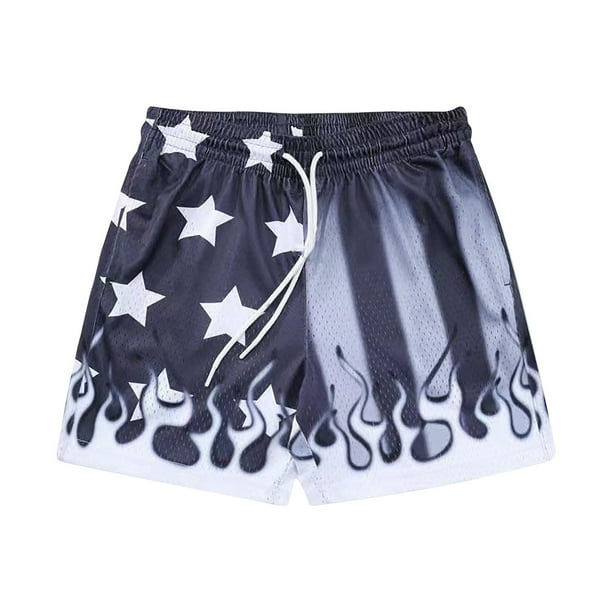 Pantalones Cortos Atléticos para Hombres Impresión de Verano Playa Fitness Run Casual Sports Mesh Pantalones Cortos de Transpirabilidad