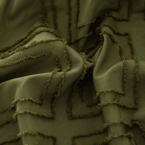 Bed Skirt Queen Size Ruffled Bed Skirt with Split Corners, 18 Inch Drop Dust Ruffle Bed Skirts with Platform, Tufted Boho Bed Skirting Queen Size, Square, Green, 18" Queen