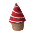 thumbnail image 3 of Cesta de almacenamiento con tapa, bonita cesta pequeña de cuerda para estantes, decoración del hogar y aperitivos. Rojo, 3 of 9
