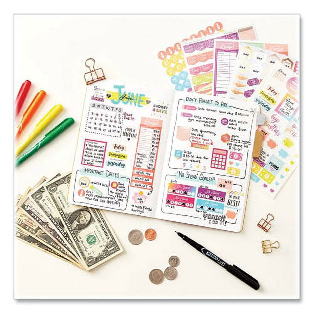 Budgeting Planner Stickers, Budget Theme, Assorted Colors, 1,224/pack | Bundle of 2 Packs