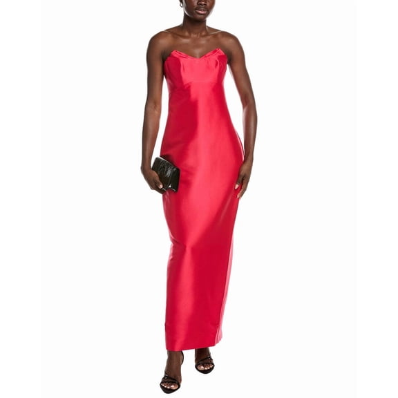 Badgley Mischka womens Fold Top Strapless Gown, 2, Pink