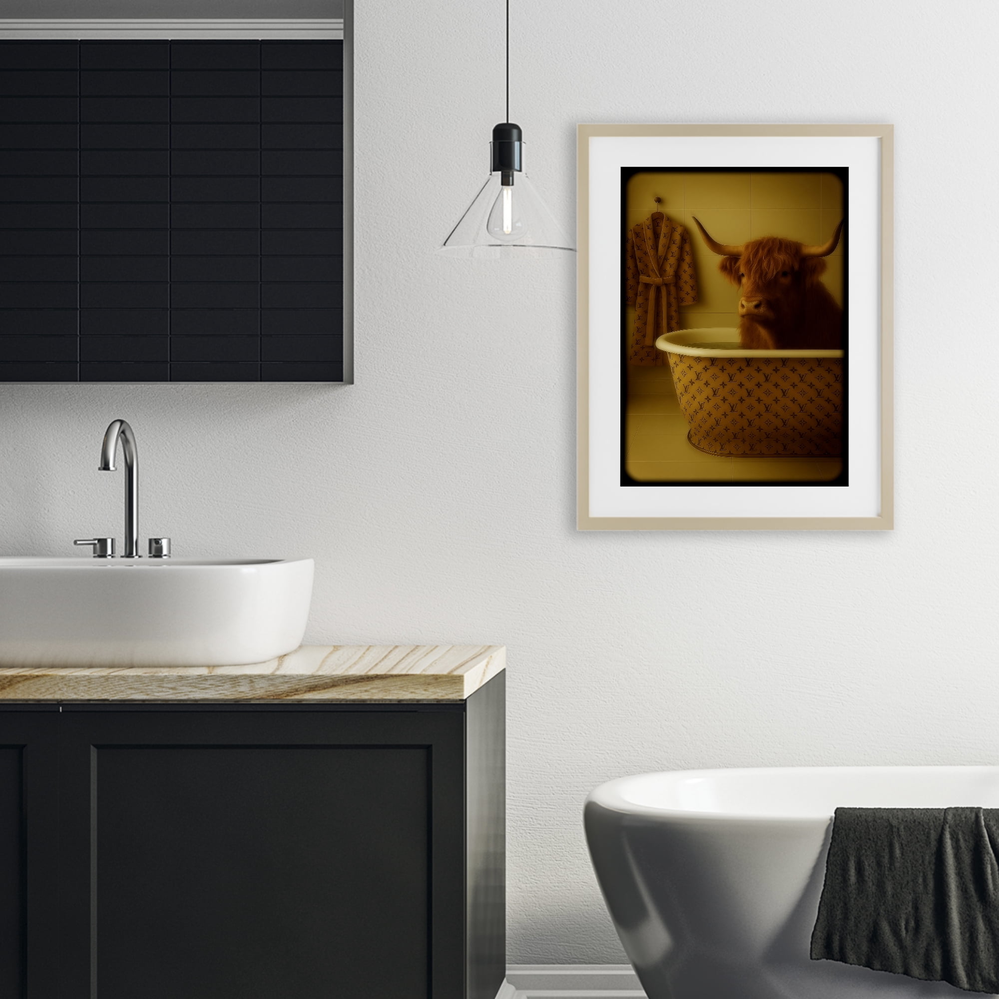 Stupell Industries Couture Highland in Luxury Tub Birch Framed Print Under Glass, design by Grotto Studios