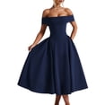 thumbnail image 2 of Women'S Off the Shoulder Cocktail Maxi Dress Sleeveless Casual A Line Elegant Flowy Formal Dresses Navy Blue M, 2 of 9