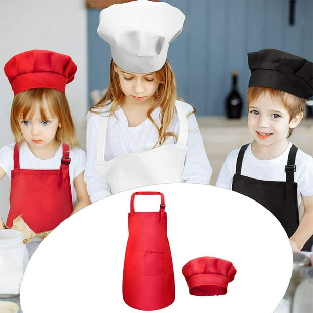 Tablier Enfant + Chapeau de Chef Tablier de Cuisine Réglable pour
