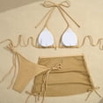 thumbnail image 5 of Swim Dress Womens Bikini Top Bikini Swimsuit Three-piece Set Two-piece Swimsuit Beige,S, 5 of 9