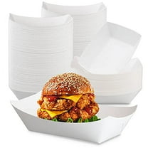 Fit Meal Prep [500 Pack] 3 lb Paper Food Boats Heavy Duty Disposable Trays, White for Parties Fairs Picnics Carnivals Holds Tacos Nachos Snack Fries Hot Dogs Grease Resistant