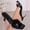 Black, variant on Women's Stiletto Heel Mules Square Toe Crocodile Pattern Casual Shoes with Slip-On Style Non Slip Comfortable Sandals for Women Plus Size Available