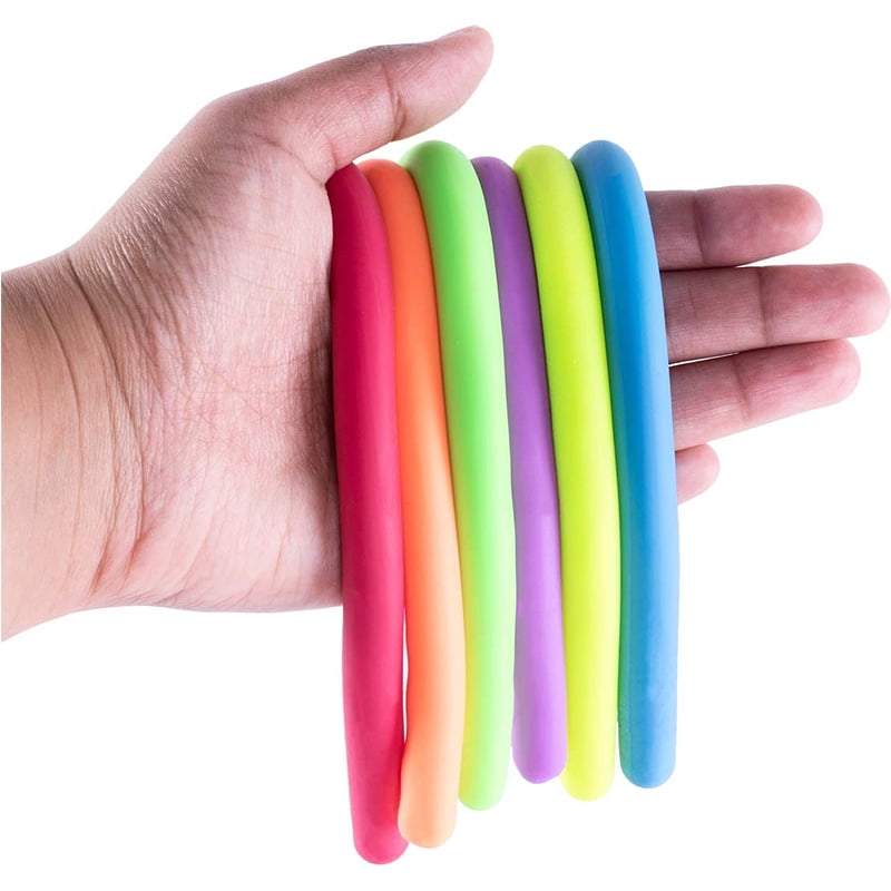 Stretchy Noodle String Neon Kids Childrens Fidget Sensory Toy Relief 