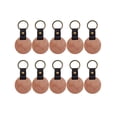 thumbnail image 3 of 10 llaveros de madera en blanco, llaveros con adorno de cuero, llaveros para hombres y mujeres Redondo, 3 of 9