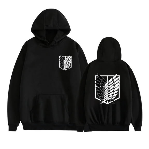 ZHIYANAttack on Titan AOT Scout Regiment Inspired Graphic Hoodie - Unisex Fleece Lined Oversized Fall & Winter,2XL,Black