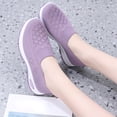 thumbnail image 3 of longantii Women's Slip On Casual Walking Shoes Breathable Knit Non Slip Comfortable Lightweight Sneakers Purple, 3 of 7