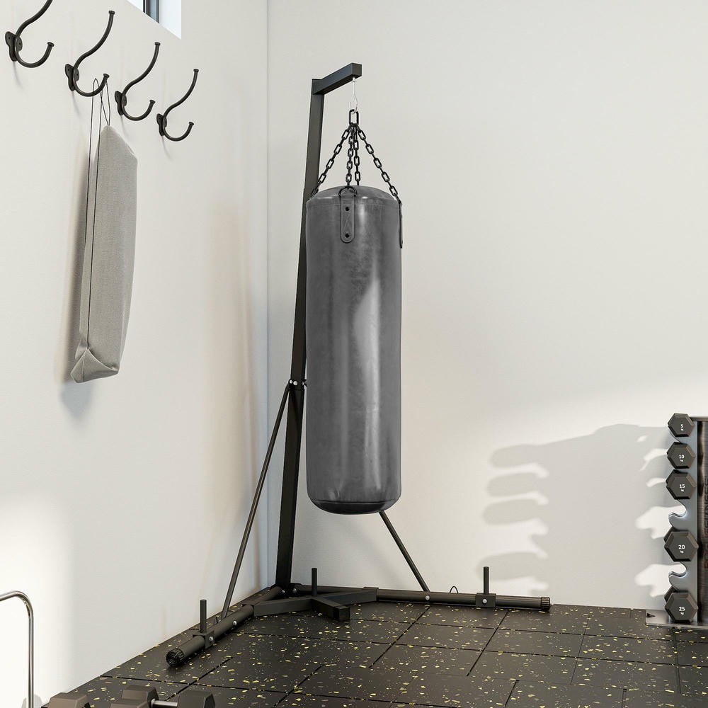 Kadyn Punching Bag Stand  with Weighted Base, Adjustable Punch Bag Stand  for Home Gym, Stand Only, Black