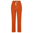 thumbnail image 4 of Edvintorg Pants for Women Trendy Women's Casual Wide Leg Pants Solid Elastic Waist Loose Long Pants with Pocket Orange M, 4 of 6
